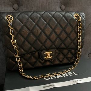 Authentic Classic Chanel Caviar Jumbo double flap
